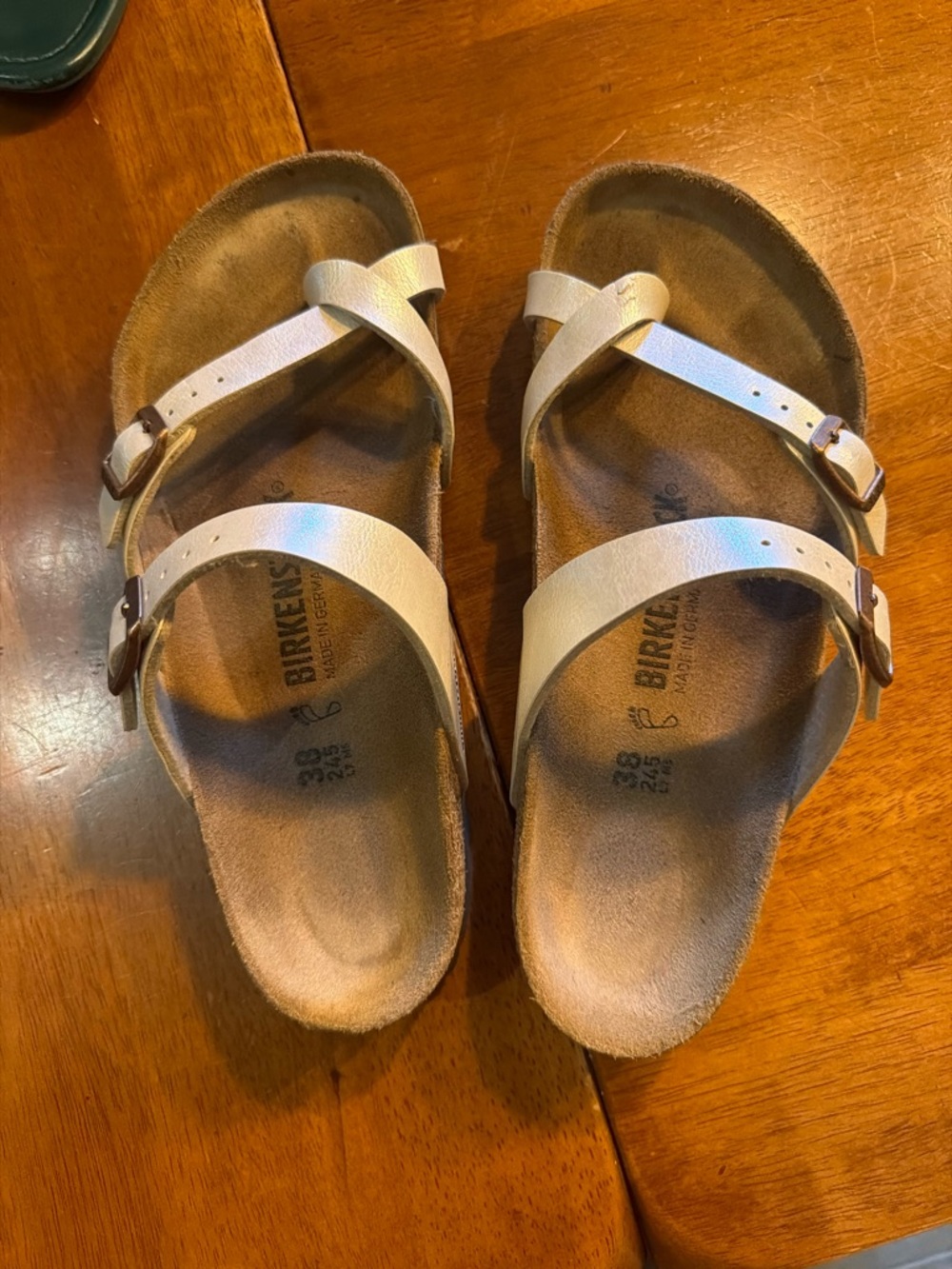 Birkenstock White Double-Strap Leather Sandals